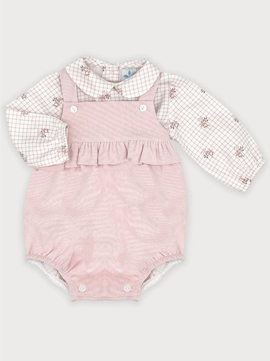 Sardon Girls Dungaree & Floral Shirt