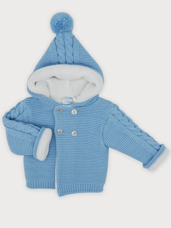 Sardon Boys Blue Hooded Knit Jacket