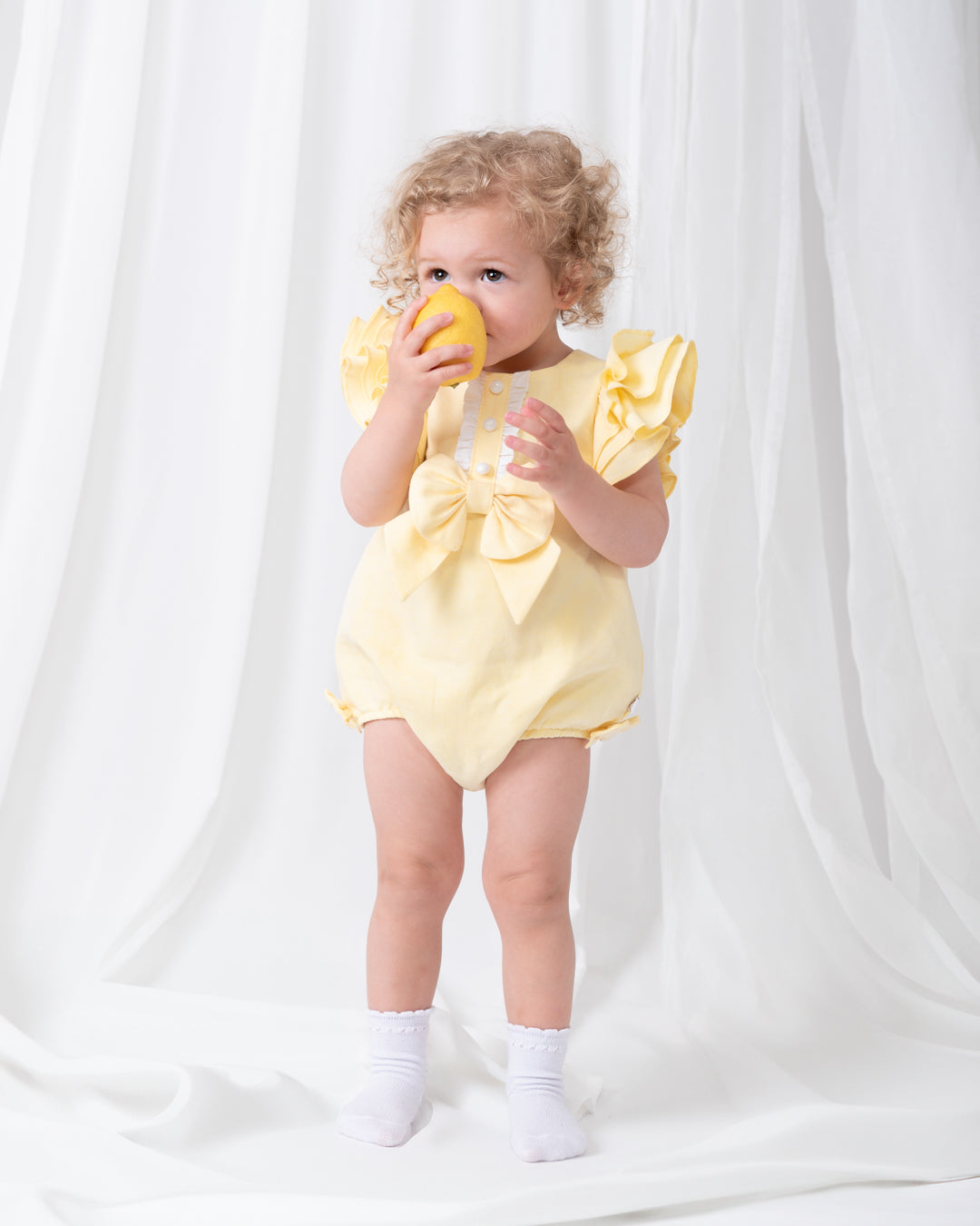 Caramelo Kids Baby Girls Lemon Summer Fete Romper