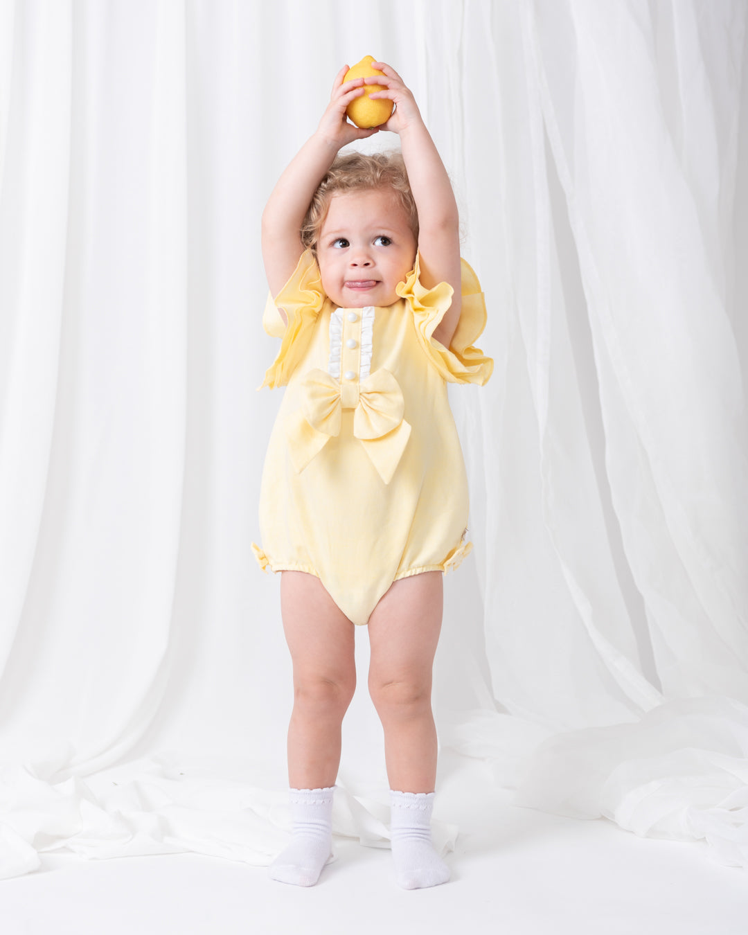 Caramelo Kids Baby Girls Lemon Summer Fete Romper