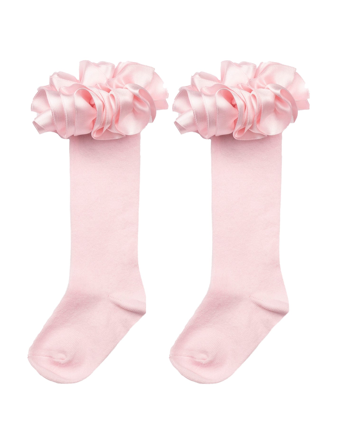 Caramelo Kids Pink Ruffle Ribbon Knee High Socks