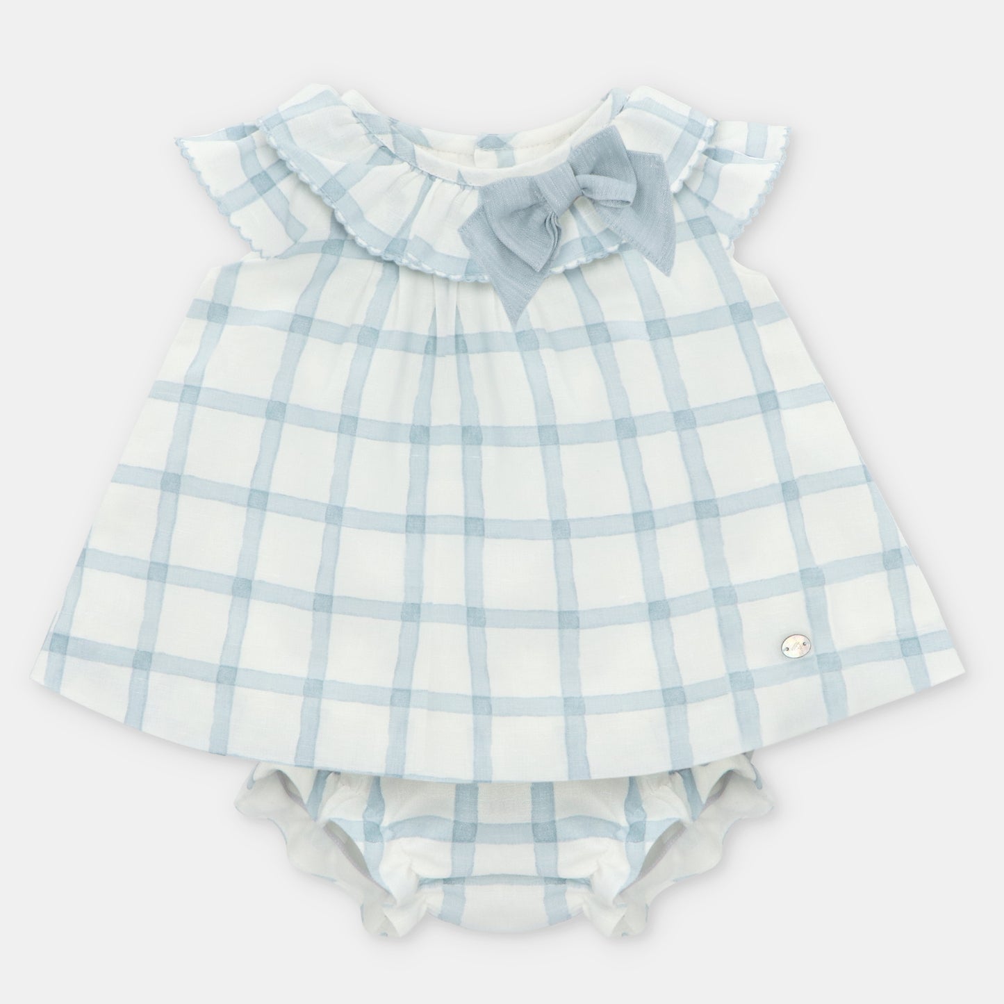 Martin Aranda Girls Blue Check Blouse & Bloomers