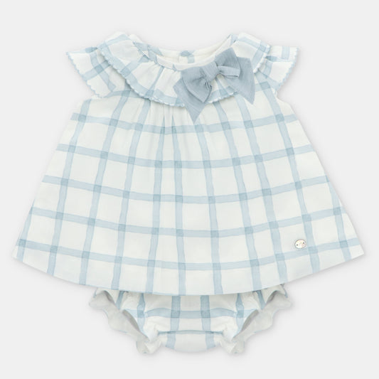 Martin Aranda Girls Blue Check Blouse & Bloomers