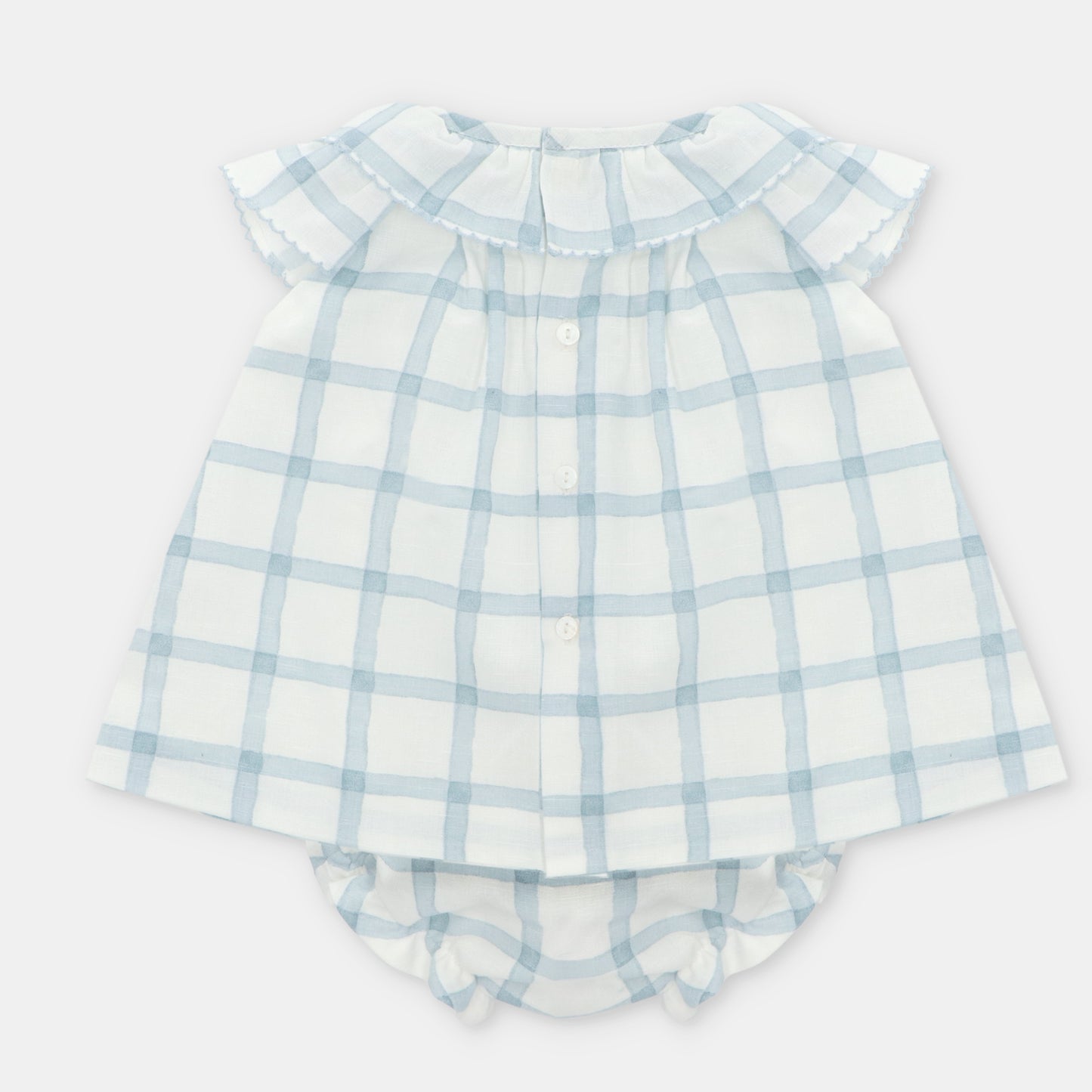 Martin Aranda Girls Blue Check Blouse & Bloomers