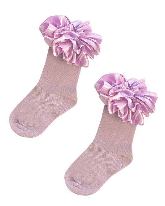 Caramelo Kids Lilac Ruffle Ribbon Ankle Socks