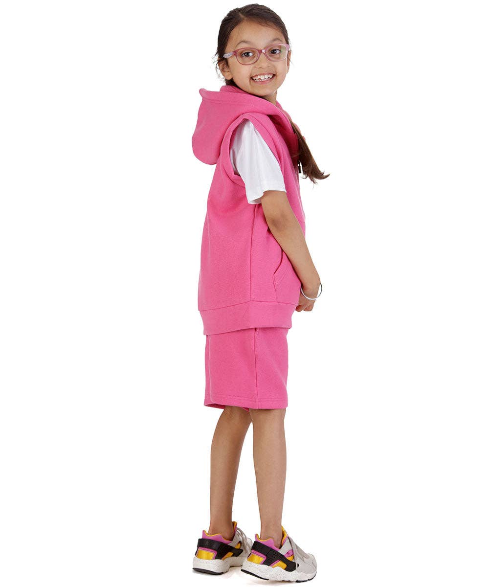 Kids Cerise 2-Piece Gilet and Shorts Set: Cerise