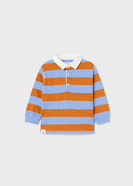 Mayoral Toddler Boys Sky & Orange Long Sleeved striped polo