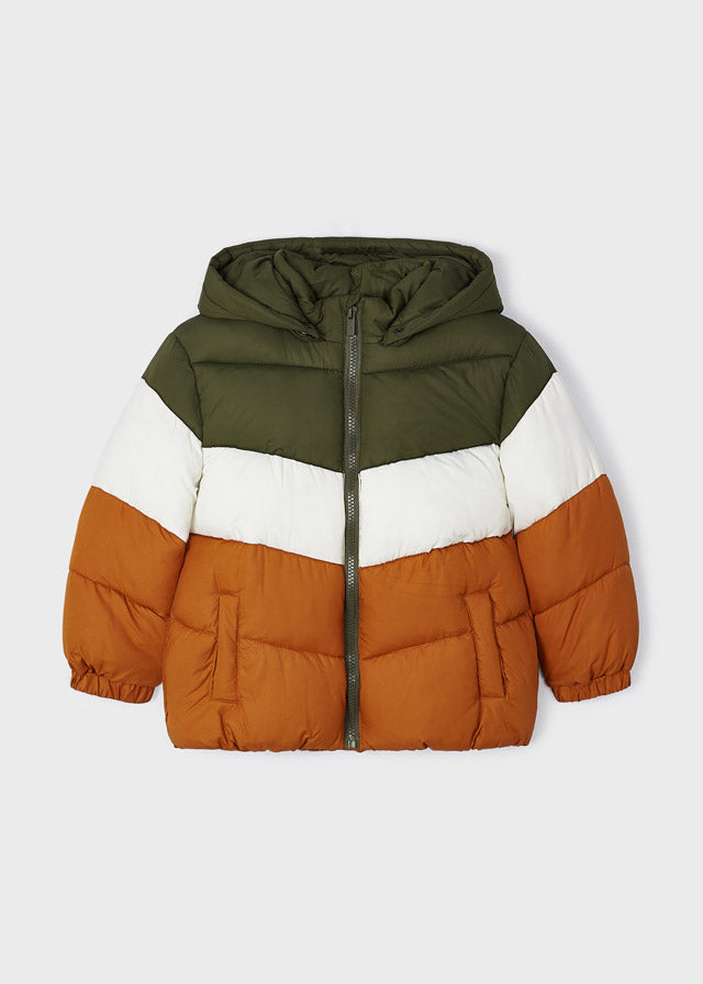 Mayoral Boys Orange and Green Colourblock Puffer Coat