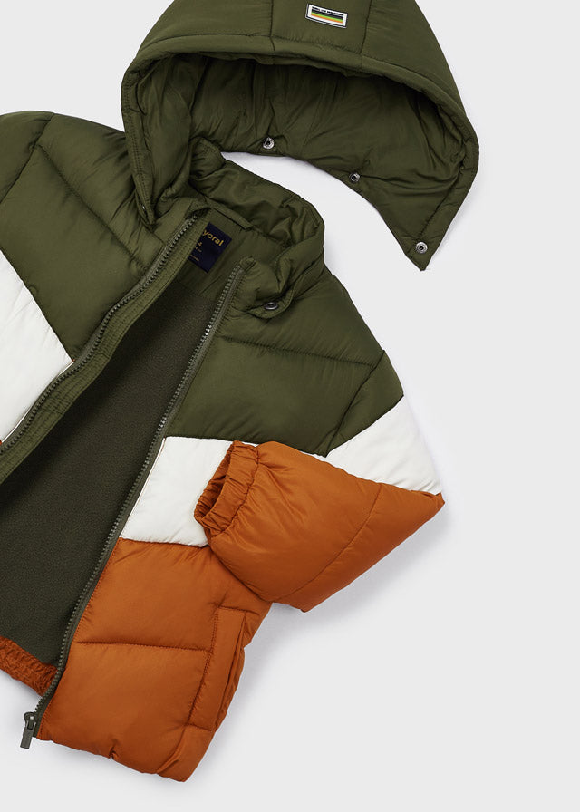 Mayoral Boys Orange and Green Colourblock Puffer Coat