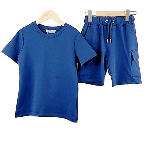 Boys Royal Blue 2 Piece T Shirt & Shorts Set