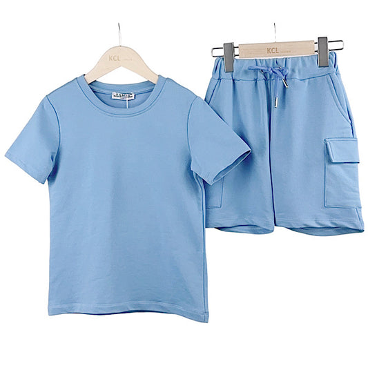 Boys Sky Blue 2 Piece T Shirt & Shorts Set