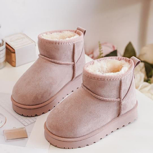 Kids Baby Pink Sheepskin Suede Look Boot