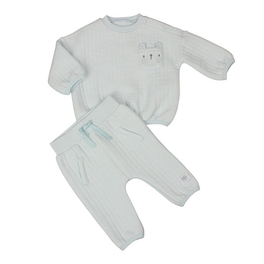 Baby Boy Blue Teddy Rib 2PC Outfit