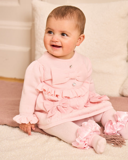 Caramelo Kids Baby Girls Pink Knitted Dress