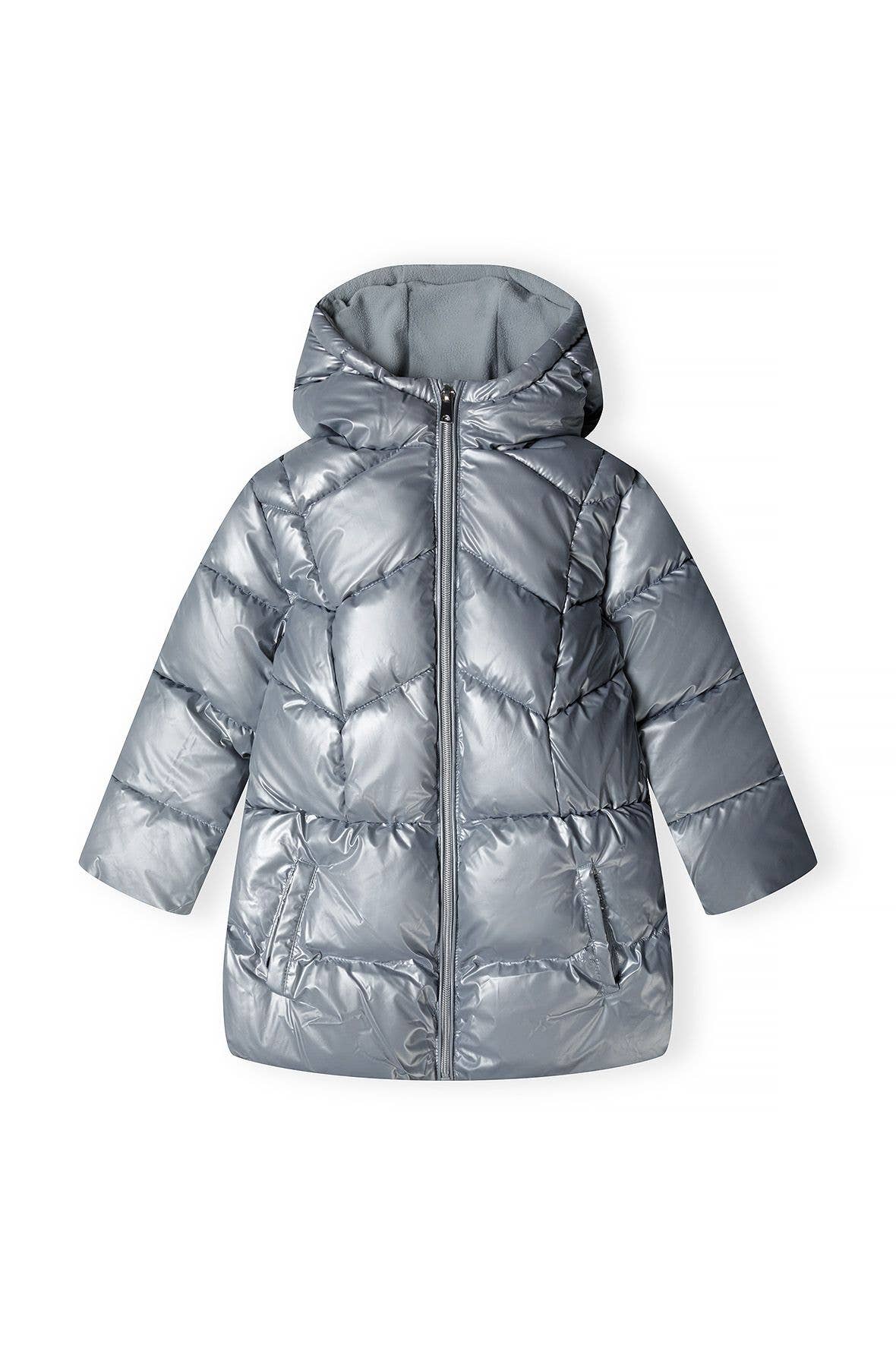 Metallic Puffer Coat Silver