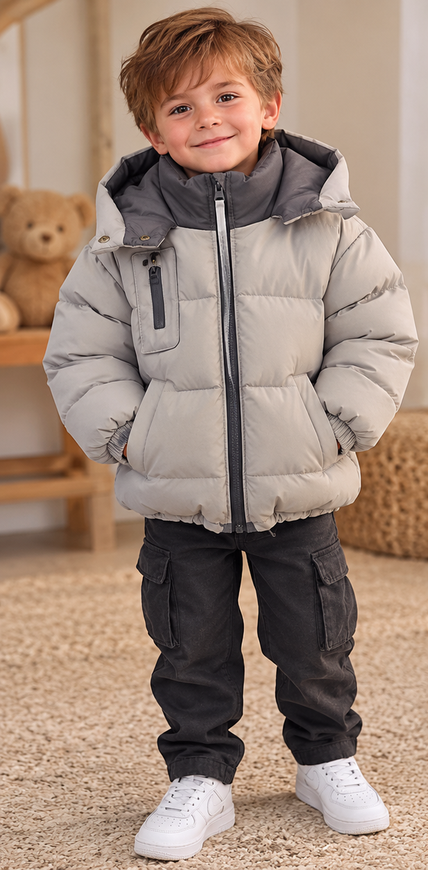 Boys 90% duck down hooded puffer winter coat age 12 months to 7 years