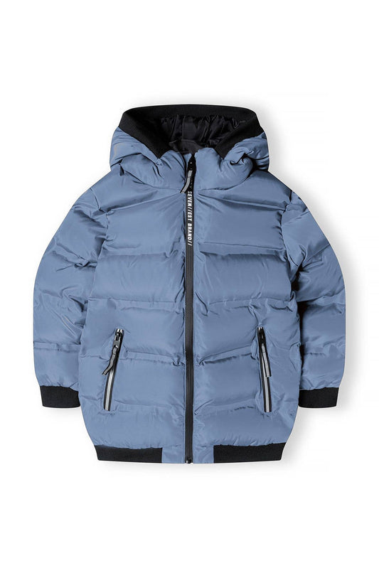 Padded Jacket With Hood And Two Way Zip Sky Blue