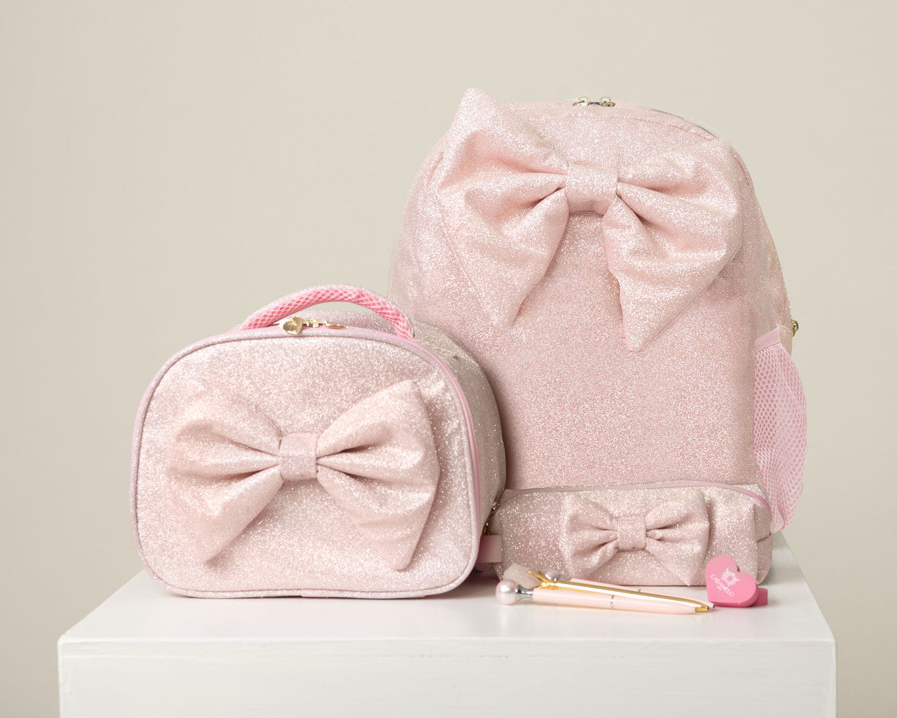 Caramelo Kids Pink School Bag Glitter Lunch Bag *Preorder