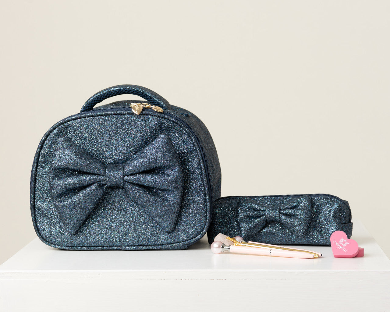 Caramelo Kids Navy School Bag Glitter Pencil Case *Preorder