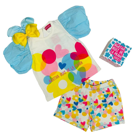 Agatha Ruiz de la Prada Monaco White T shirt & Shorts Set