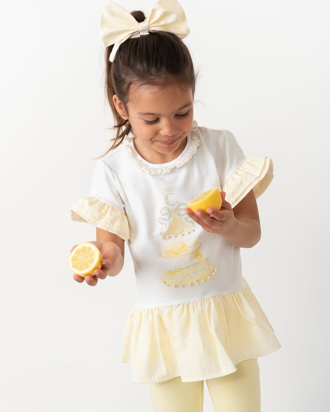 Caramelo Kids Girls Lemon English Summer Leggings Set