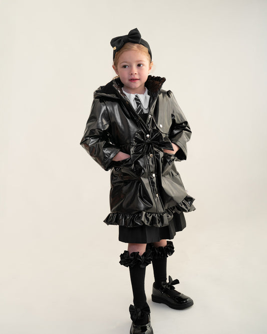 Caramelo Kids Black Bow Rain Mac