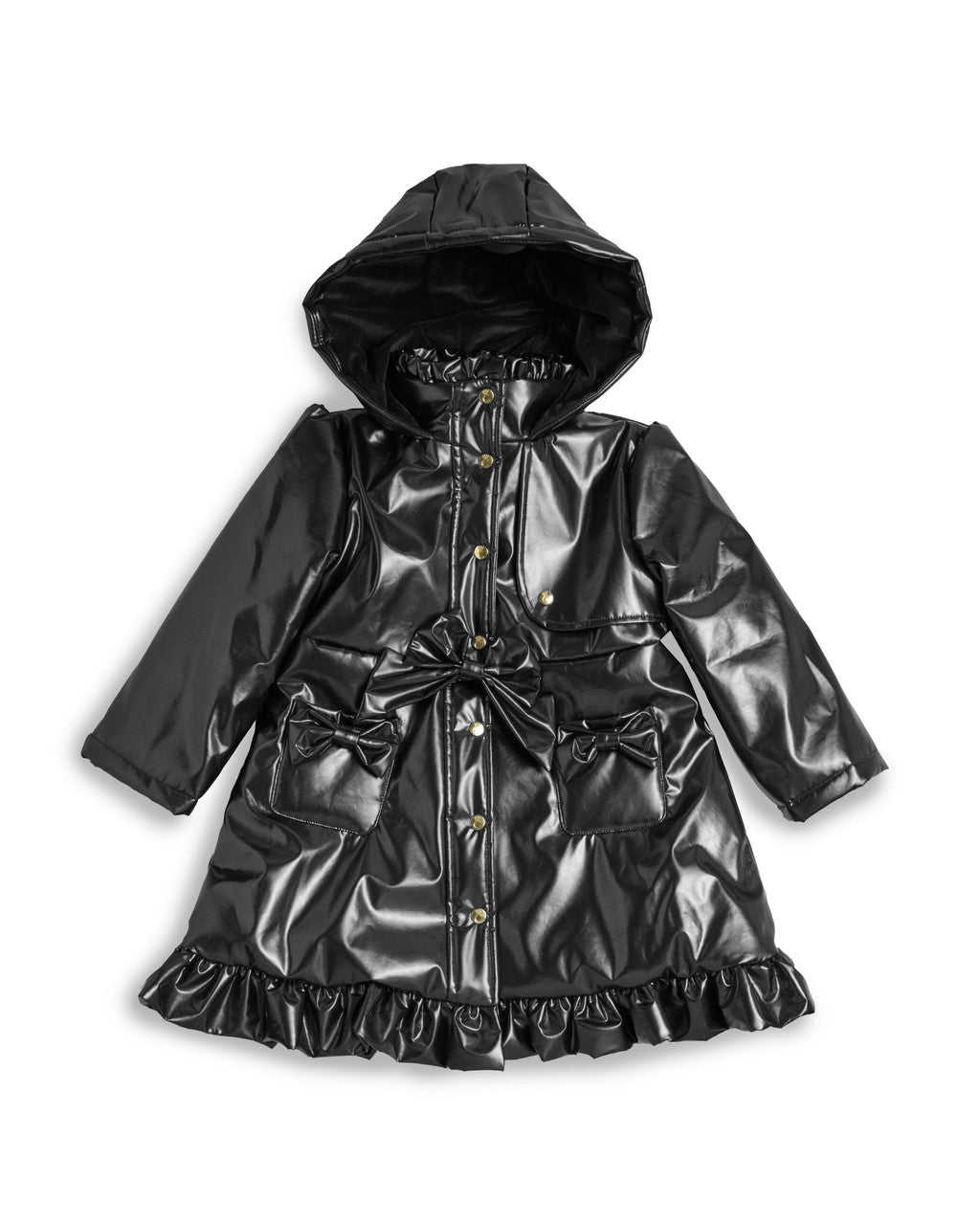 Caramelo Kids Black Bow Rain Mac *Preorder