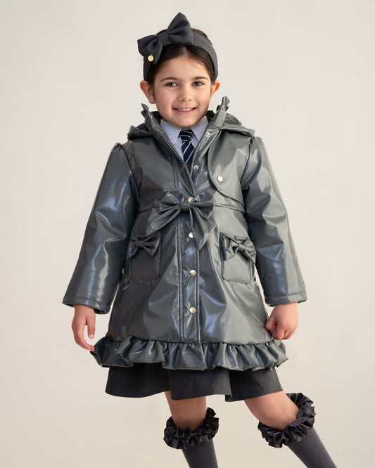 Caramelo Kids Grey Bow Rain Mac *Preorder