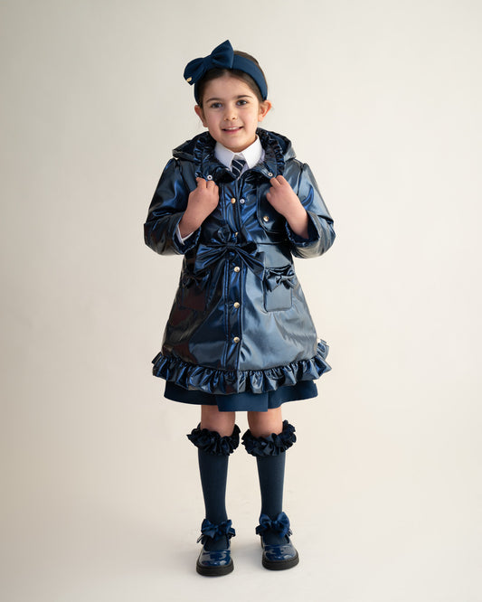 Caramelo Kids Navy Bow Rain Mac
