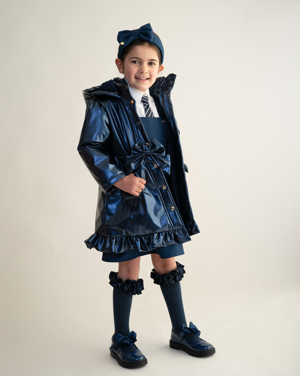 Caramelo Kids Navy Bow Rain Mac