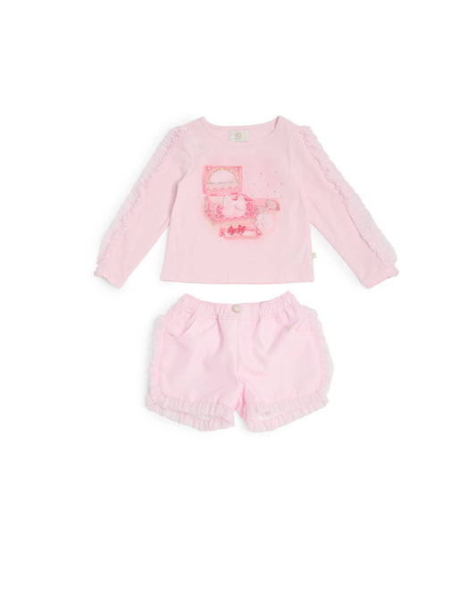 Caramelo Kids Girls Pink Jewellery Box Shorts Set