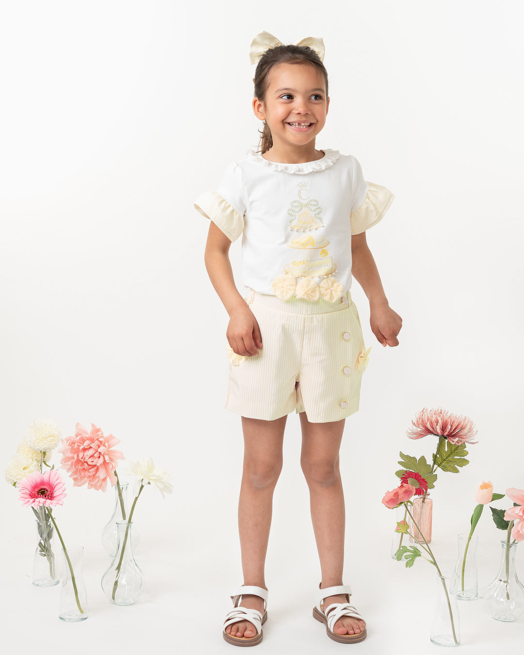 Caramelo Kids Girls Lemon English Summer Shorts Set