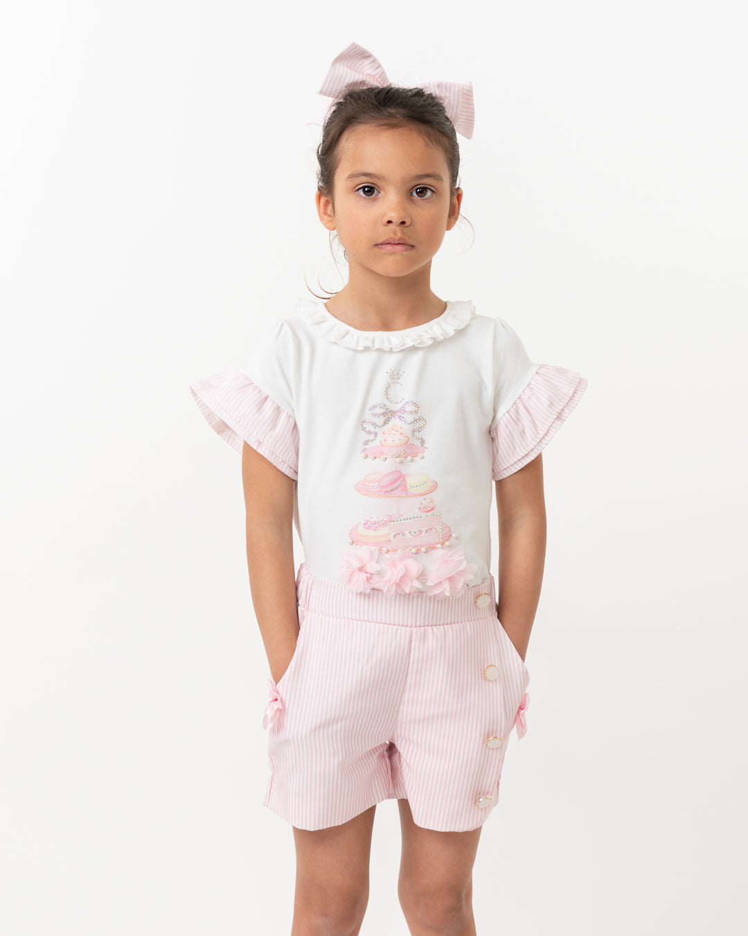 Caramelo Kids Girls Pink English Summer Shorts Set