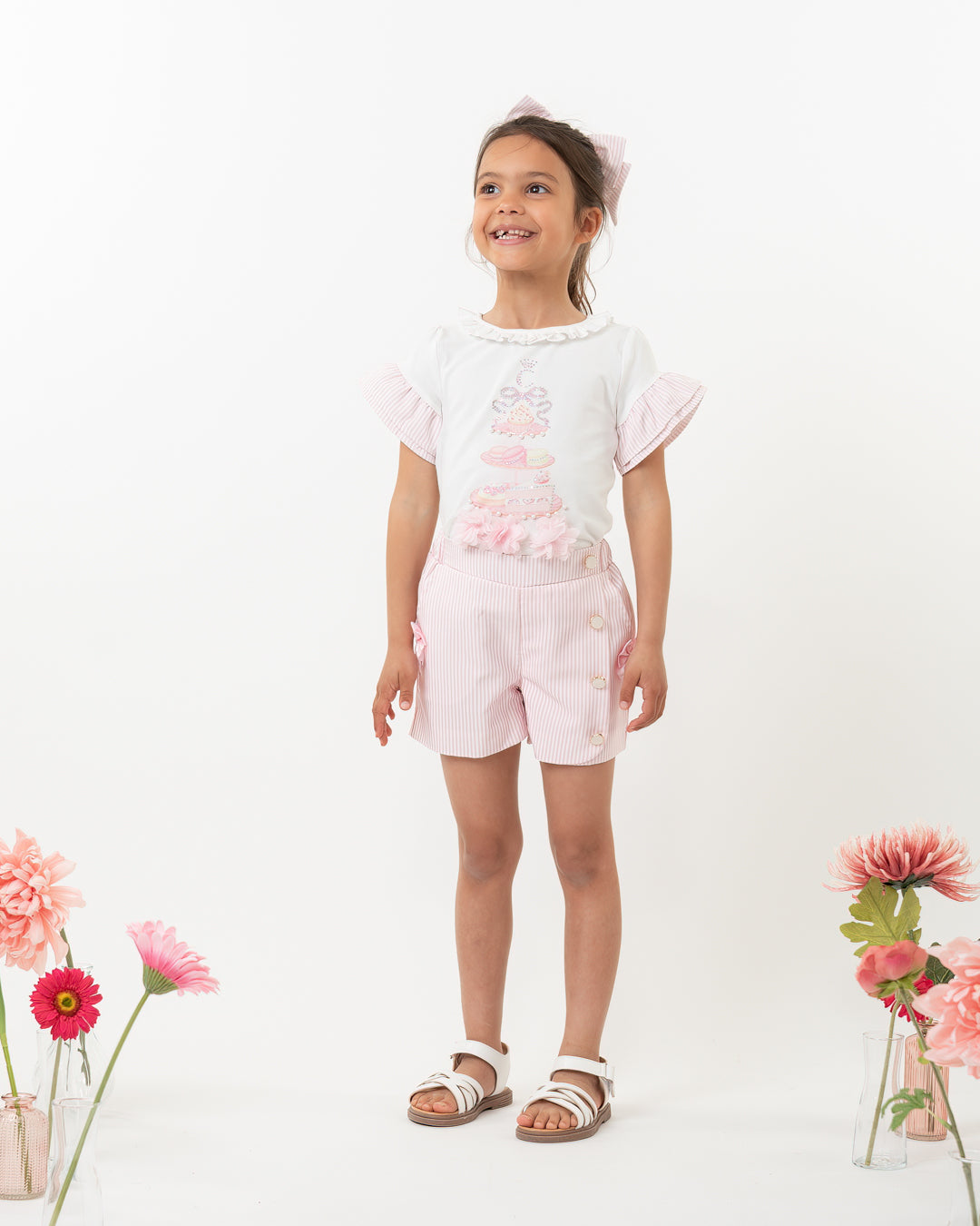 Caramelo Kids Girls Pink English Summer Shorts Set