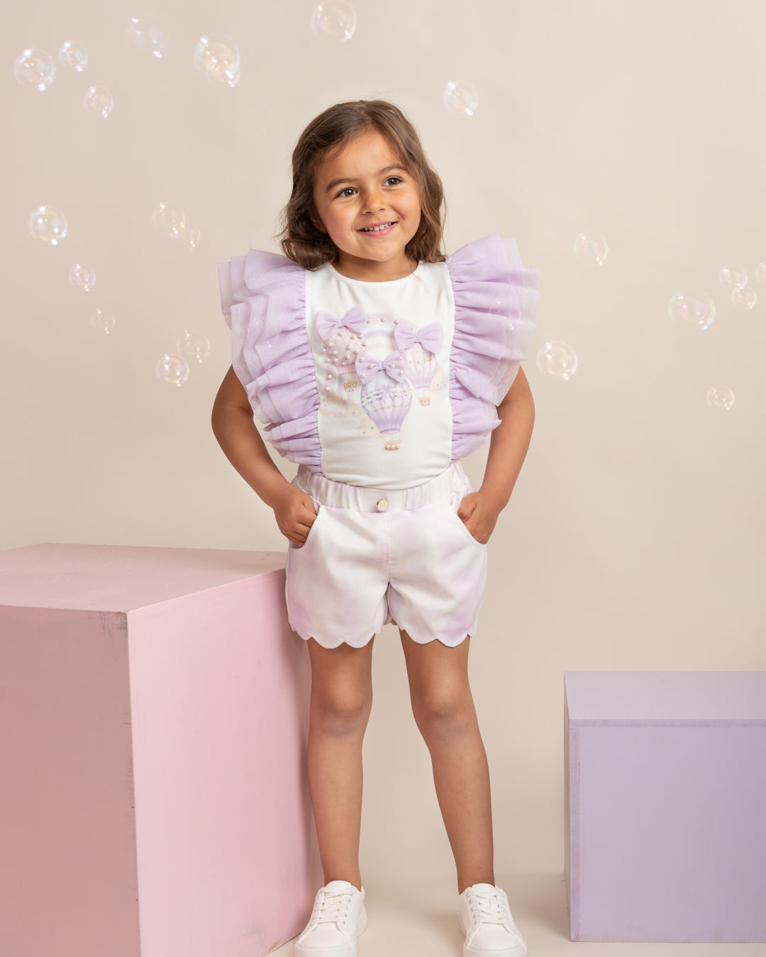 Caramelo Kids Girls Lilac Fly Away Shorts Set