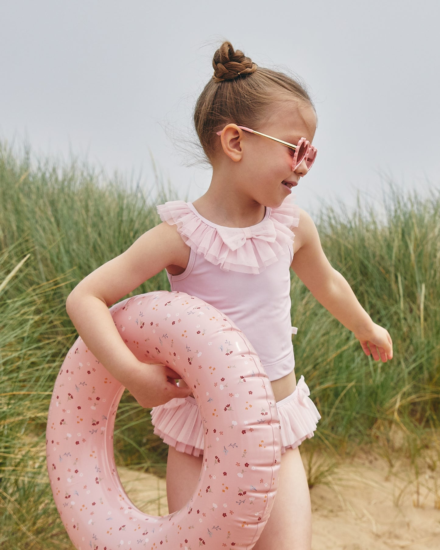 Caramelo Kids Girls Pink Tulle Frill Tankini