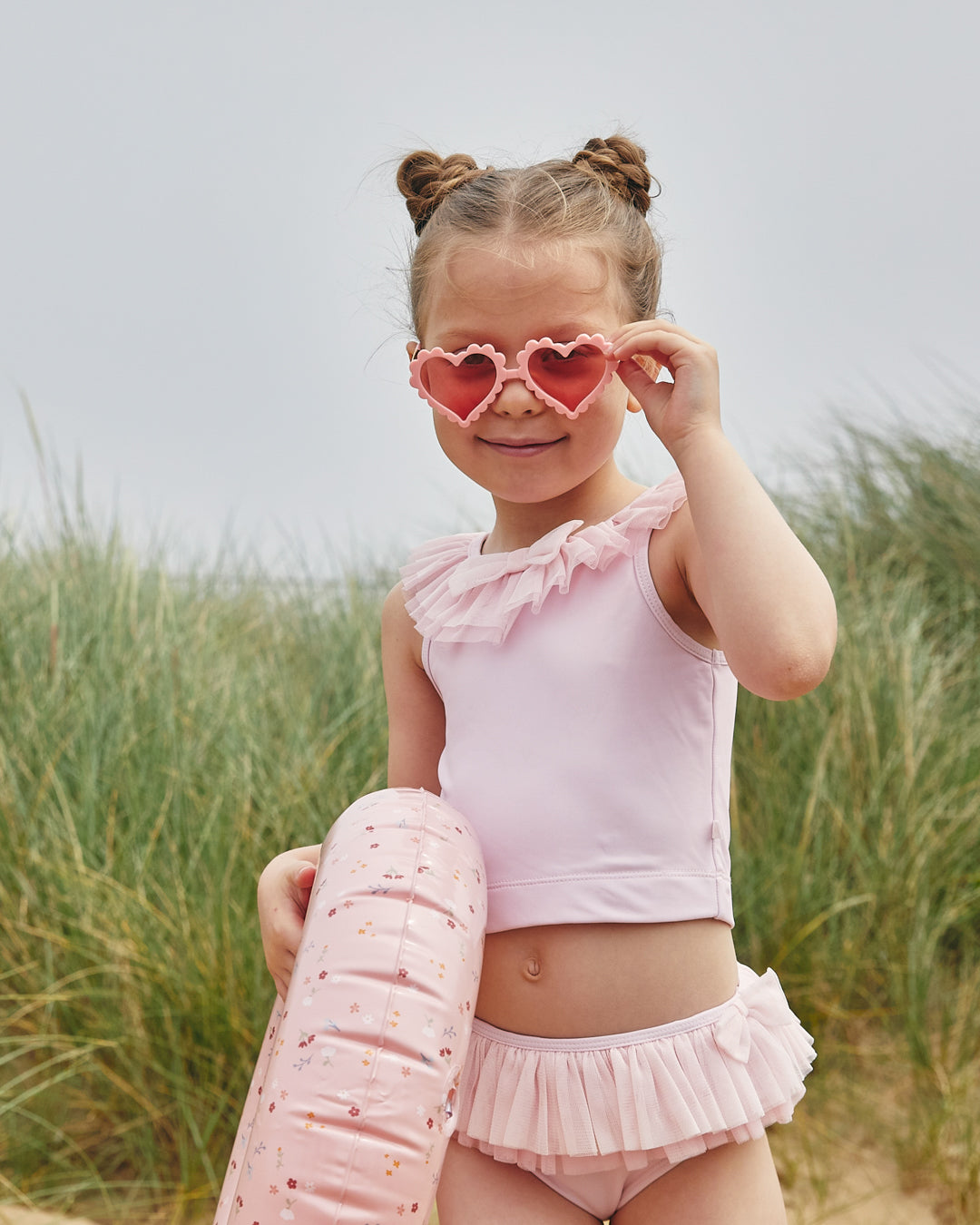 Caramelo Kids Girls Pink Tulle Frill Tankini