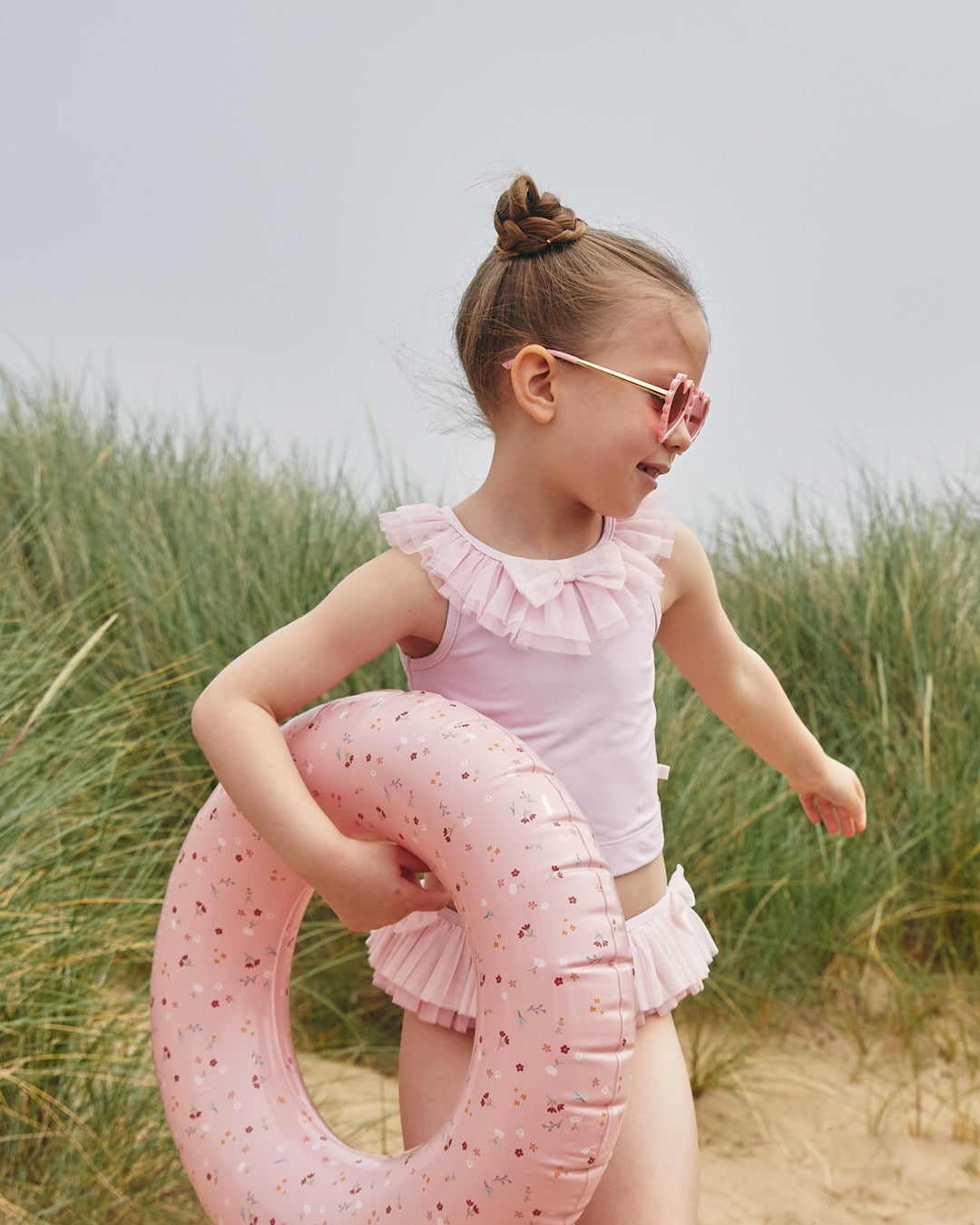 Caramelo Kids Girls Pink Tulle Frill Tankini