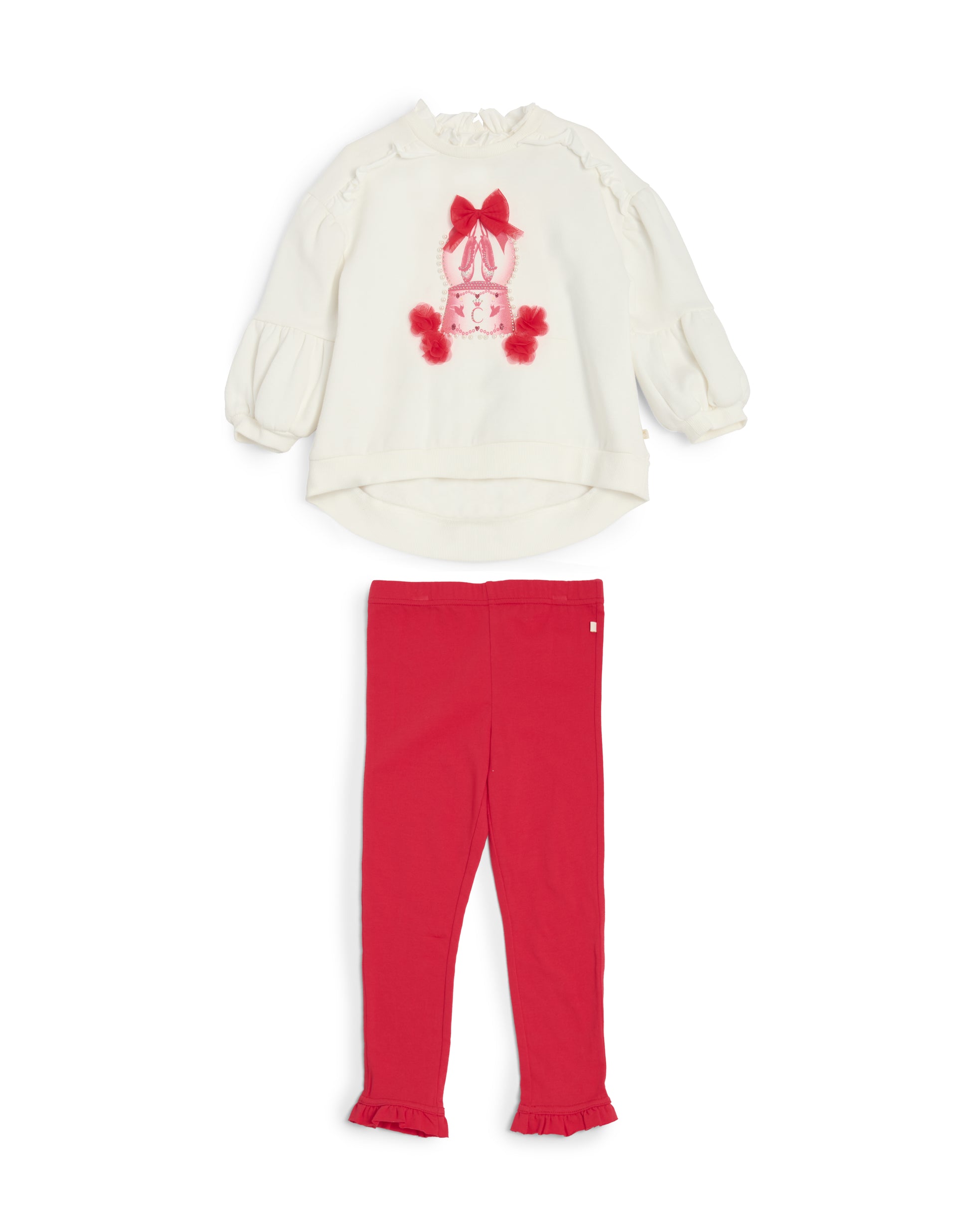 Caramelo Kids Girls Red Snow Globe Leggings Set