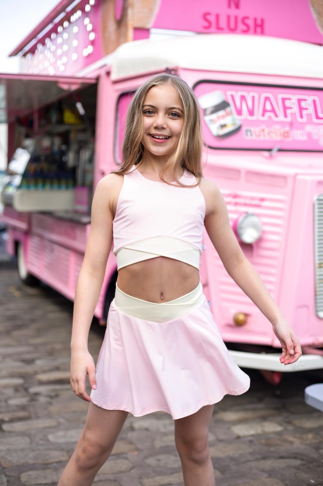 Girls Baby Pink Skort and Crop top, Girls gym wear, Girls athleisure, time for tennis, wimbledon ready!