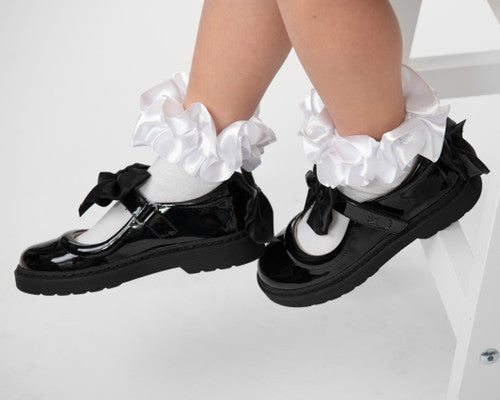 Caramelo Kids Black patent leather Bow School Shoes