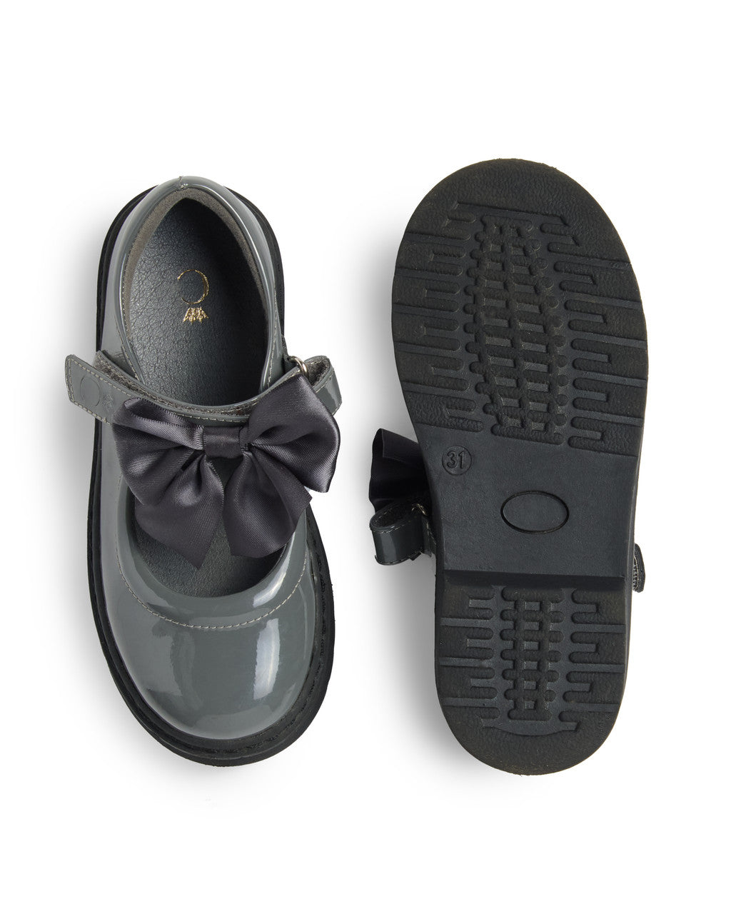 Caramelo Kids Grey Bow School Shoes *Preorder