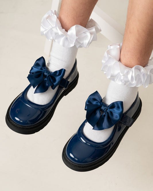 Caramelo Kids Navy Bow School Shoes