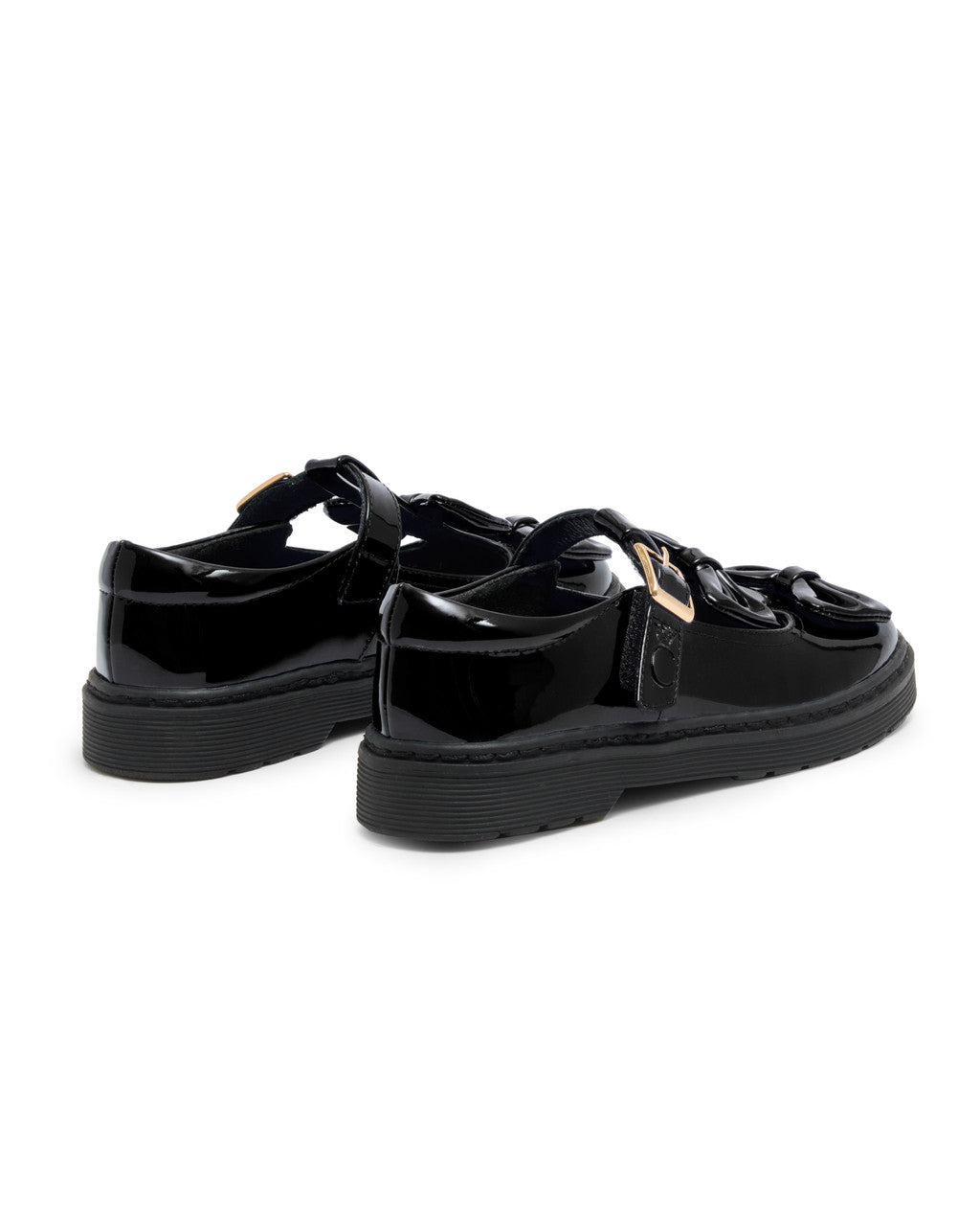 Caramelo Kids Black Double Bow School Shoes *Preorder