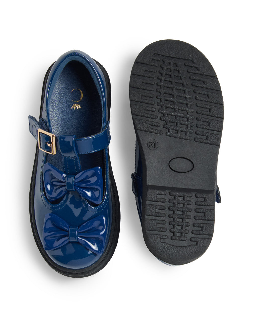 Caramelo Kids Navy Double Bow School Shoes *Preorder