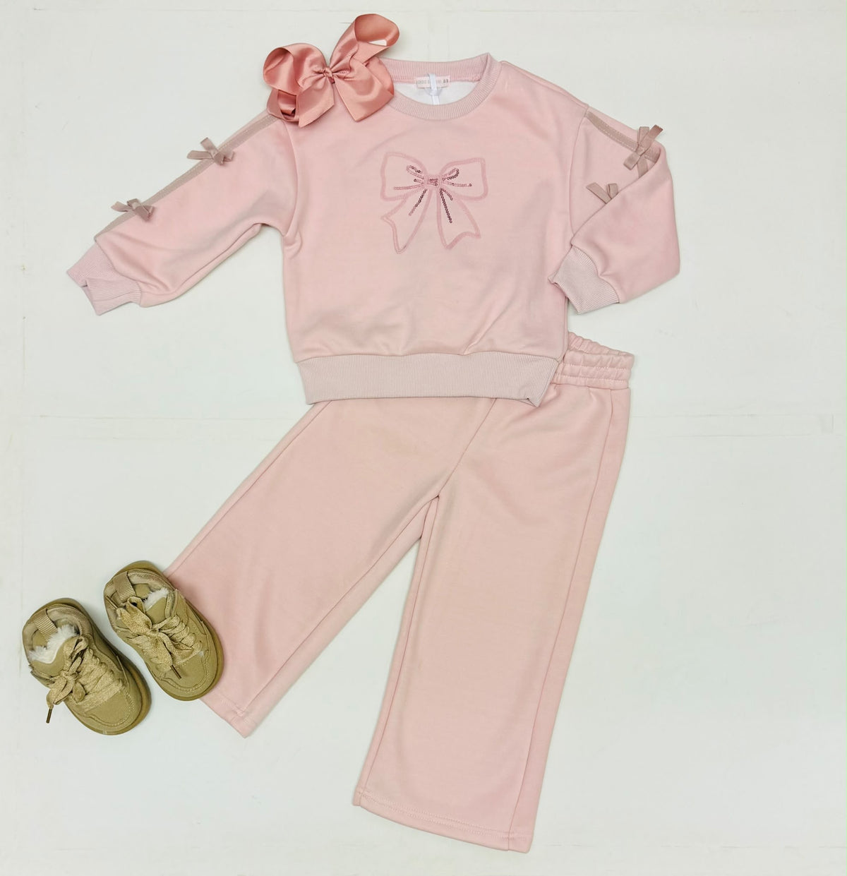 Giorgio Bambino Pink Bow Jogging Set
