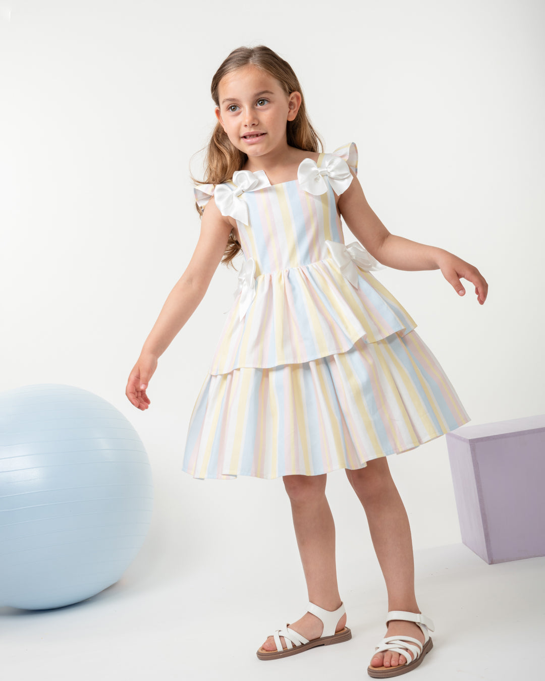 Caramelo Kids Girls Rainbow Sweet Stripes Dress