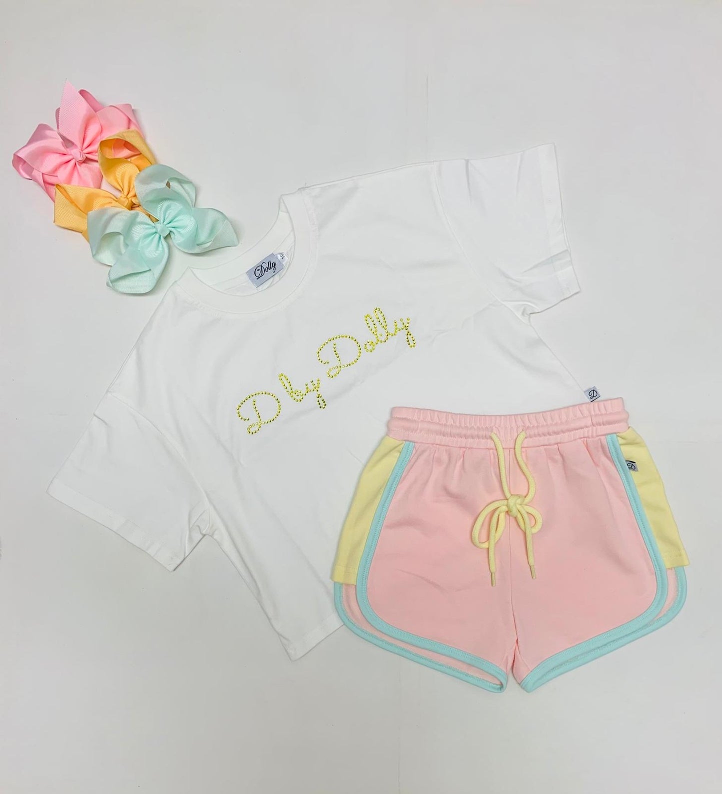 D by Dolly Yellow T Shirt Silver Stone Motif *Preorder