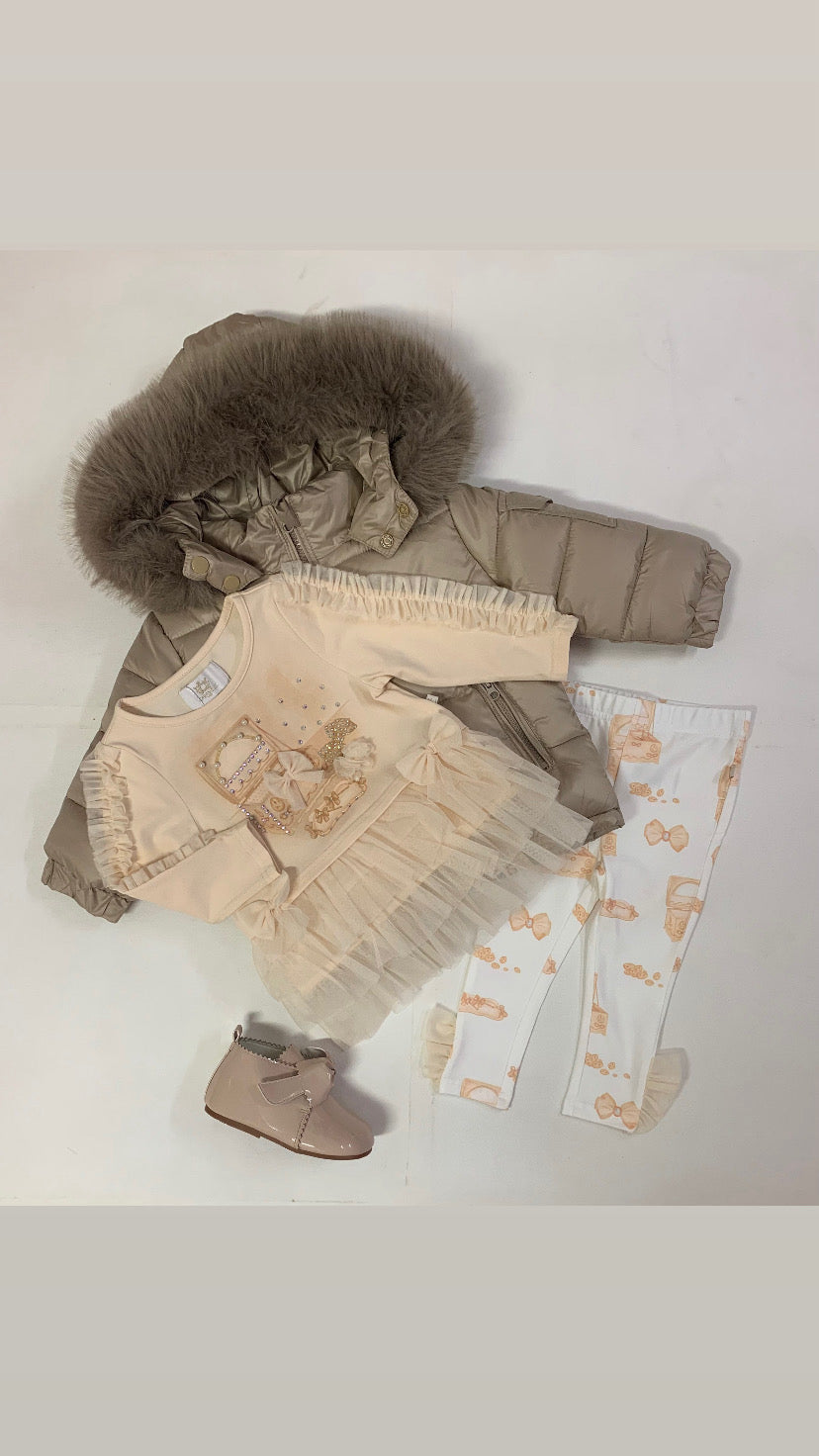 Caramelo Kids Girls Mink Jewellery Box Leggings Set