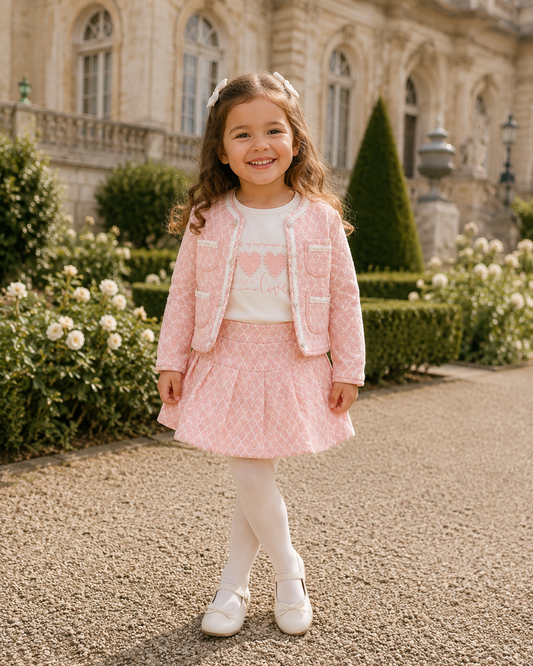 Girls Knitted 3PC Skirt Set Pink